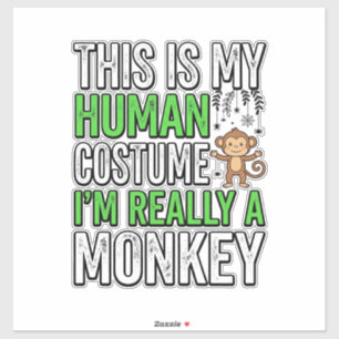 Adesivo Roupa de Humano de Macaco Engraçado Design de Cami