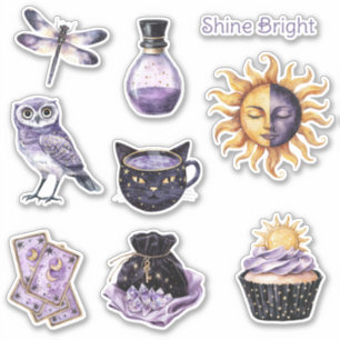 Adesivo Roxo Dourado Brilha Sol Radiante