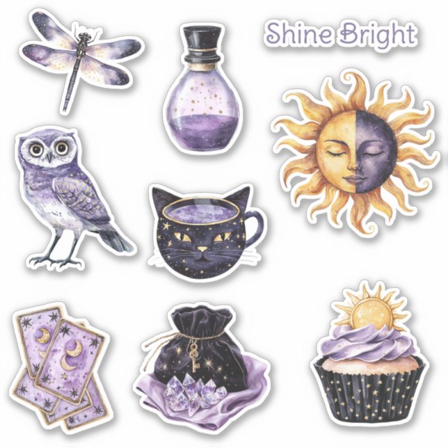 Adesivo Roxo Dourado Brilha Sol Radiante (Frente)