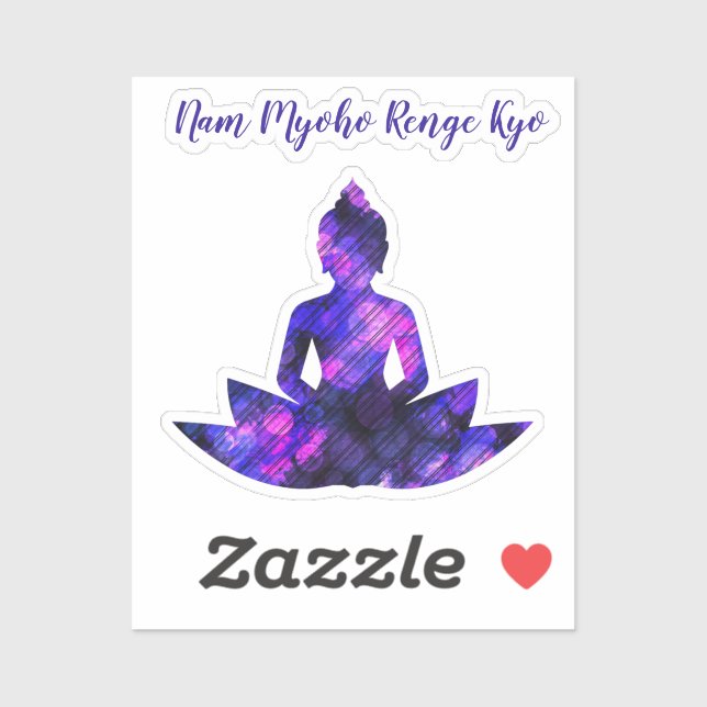 Adesivo Roxo Espiritual Lotus Yoga NamMyohoRengeKyo Seal (Folha)