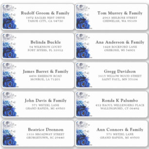 Adesivo Royal Blue White Silver Endereço de Convidado Stic