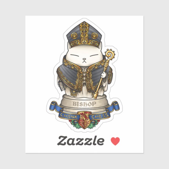 Adesivo Royal Cat Chess Bishop Piece (Folha)