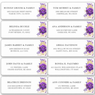 Adesivo Royal Purple Dourado Floral Weding Endereço de Con