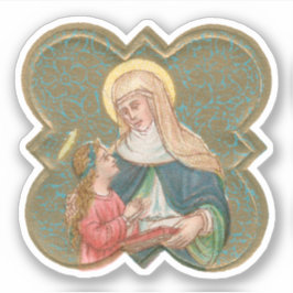 Adesivo Rua. Anne e BVM num Quatrefoil Barbed (BK67)