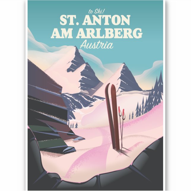 Adesivo Rua Anton am Arlberg ski Áustria (Frente)