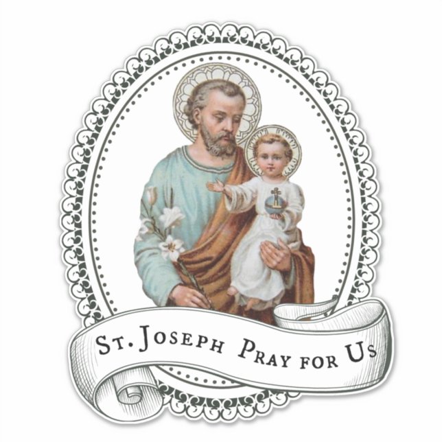 Adesivo Rua Católica. José com Criança Jesus Religioso (Frente)