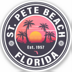 Adesivo Rua, Pete Beach, Retro Sunset Souvenirs, 60s