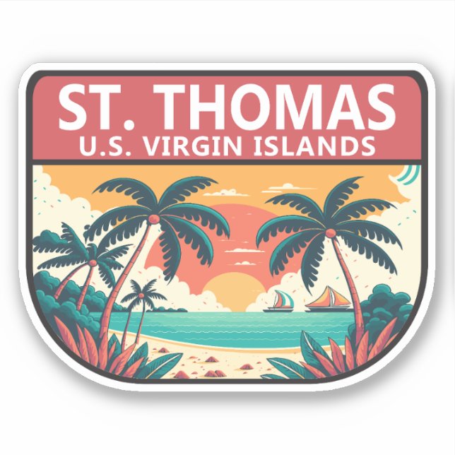 Adesivo Rua Thomas Ilhas Virgens Americanas Retro Emblem (Frente)