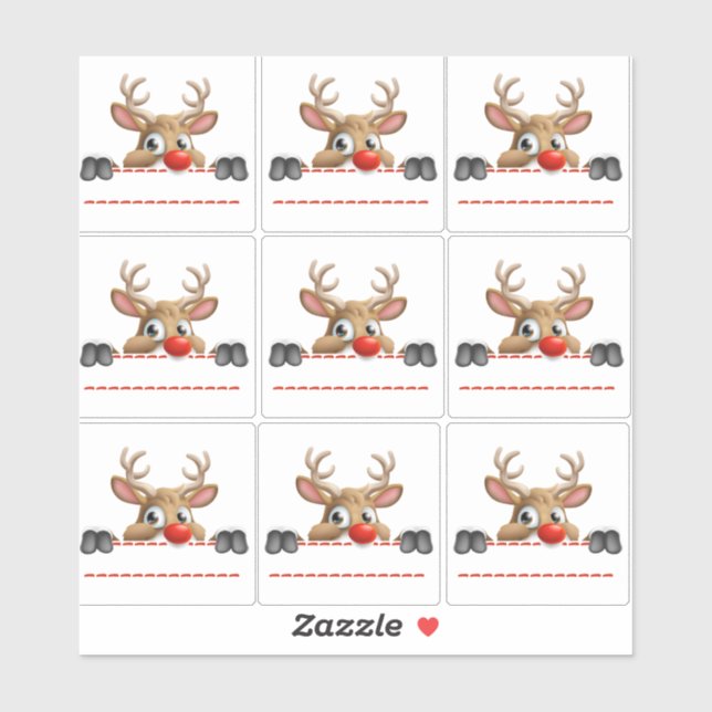 Adesivo Rudolph Red Nose Reindeer Sticker labels (Folha)