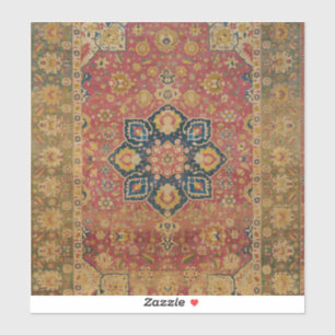 Adesivo Rug Pérsico asiático Dourado Caxemira Vermelho