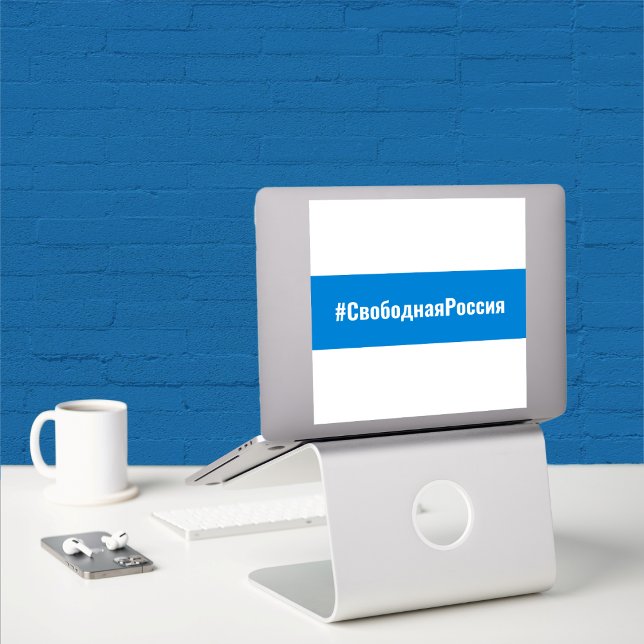 Adesivo Rússia Democrática Russo - Bandeira Branca Azul (Russia Democratic Russian - White Blue White Flag Sticker by The Social Observatory Shop)