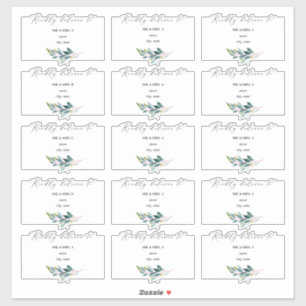 Adesivo Rustic Blue Gum Eucalyptus Endereço de Convidado