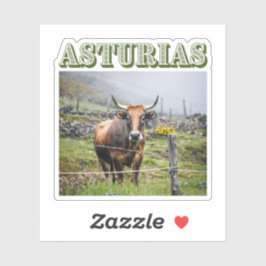 Adesivo Rustic mountain cow, Asturias, Spain travel
