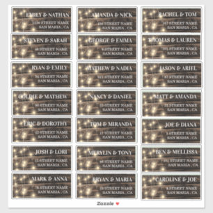 Adesivo Rustic String Lights Wedest Address Labels