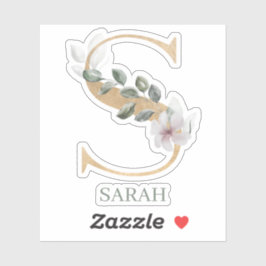 Adesivo S Monograma Floral Personalizado