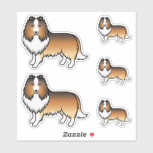 Adesivo Sable Shetland Sheepdog Sheltie Cartoon Dogs