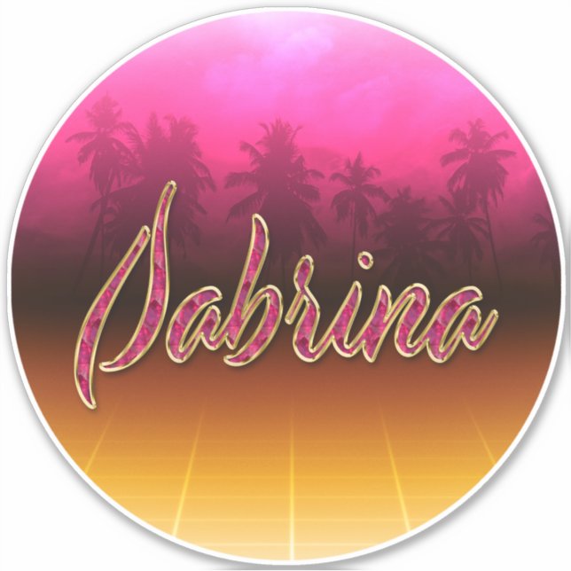 Adesivo Sabrina Vorname Name golden pink Aufkleber Sticker (Frente)