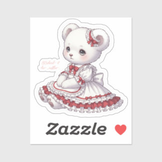 Adesivo Sad Sweet Goth Bear - Red & White Frilly Dress