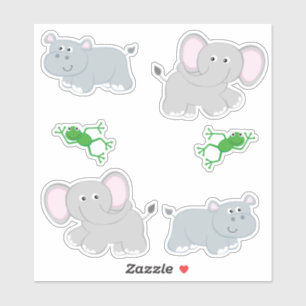 Adesivo Safari hippos e elefantes