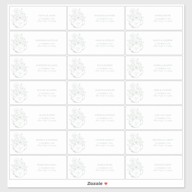 Adesivo Sage Green Botanal Bridal Tea Endereço de Convidad (Folha)