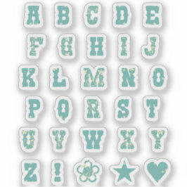 Adesivo Sage Green Dacil Monograma Floral Letras Alfabétic