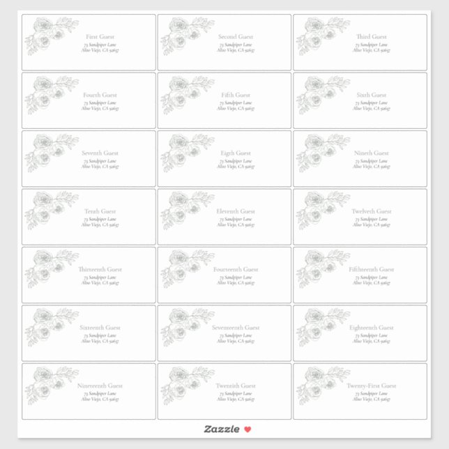 Adesivo Sage Green Floral Line Art Guest Address (Folha)