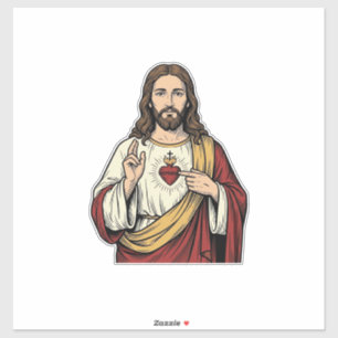 Adesivo Sagrado Coração Jesus Arte Vetorial de Gravura Vin