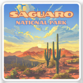 Adesivo Saguaro National Park Arizona Desert Cactus Retro