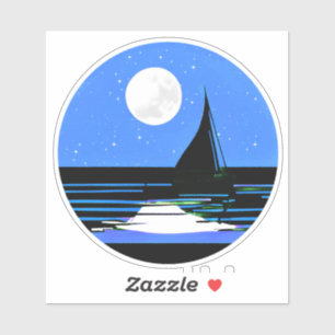 Adesivo Sailboat Silhouette contra o céu noturno