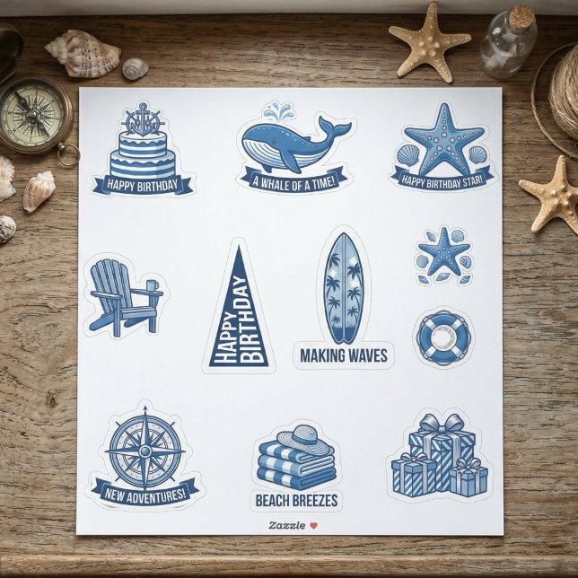 Adesivo Sailing Dreams Nautical Sticker Sheet (Celebrate with a nautical touch.)