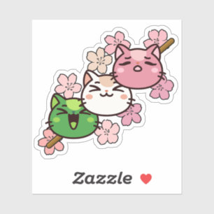 Adesivo Sakura Cat Dango - Kawaii Japão Primavera