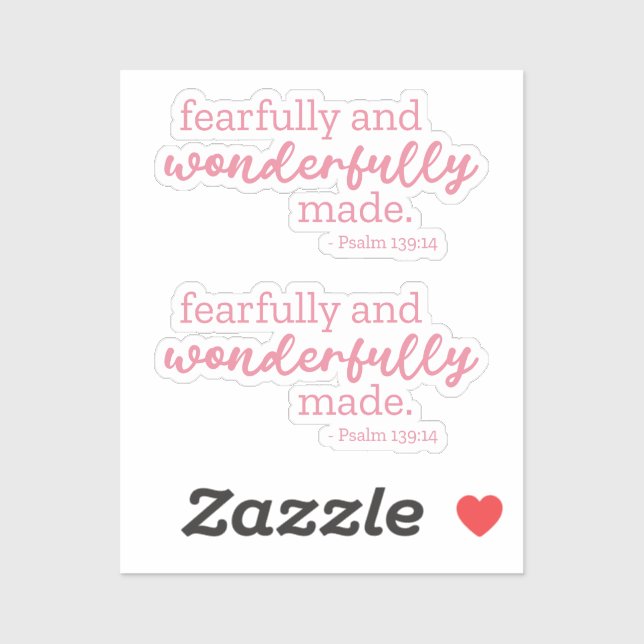 Adesivo Salm 139:14 - Feliz e Maravilhosamente Feito (Folha)