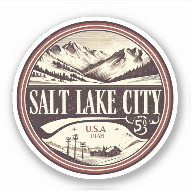 Adesivo Salt Lake City Ski Resorta presentes de esqui de U (Frente)