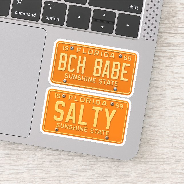 Adesivo Salty Beach Babe - Retro Florida License Plate 2pc (Detalhe)