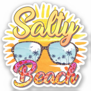 Adesivo Salty Beach Sol Tropical e Árvore Palm