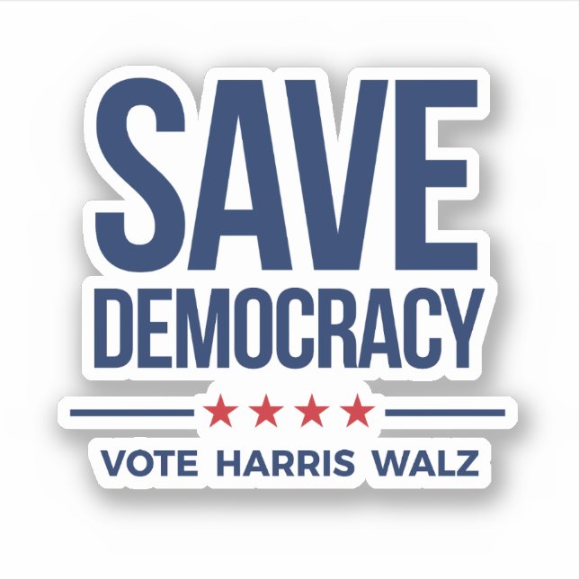 Adesivo SALVE DEMOCRACIA - Vote Harris Walz (Frente)