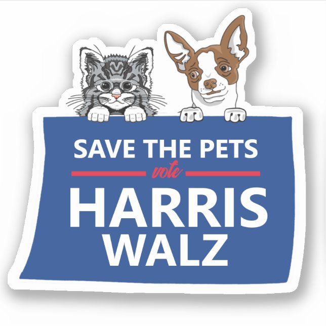 Adesivo Salve os animais de estimação para Harris Walz 202 (Frente)