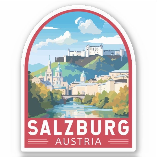 Adesivo Salzburg Austria Viagem Art Vintage (Frente)