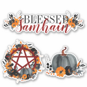Adesivo Samhain Pentacle e Pumpkins, abençoado Floral Esc
