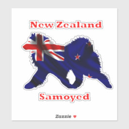 Adesivo Samoyed & Flag L 8in Custom-Cut Vinyl Stickers