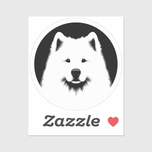 Adesivo Samoyed Pop Art Classic Round Sticker Black White (Folha)
