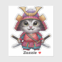 Samurai Cat Sticker - Guerreiro feroz e adorável