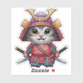 Adesivo Samurai Cat Sticker - Guerreiro feroz e adorável