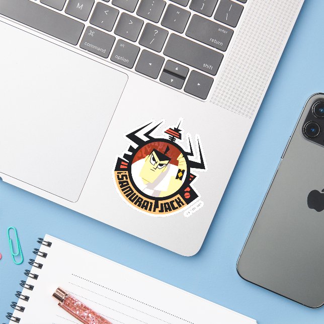 Adesivo Samurai Jack No Quadro Futurístico De Aku (Notebook com iPhone)