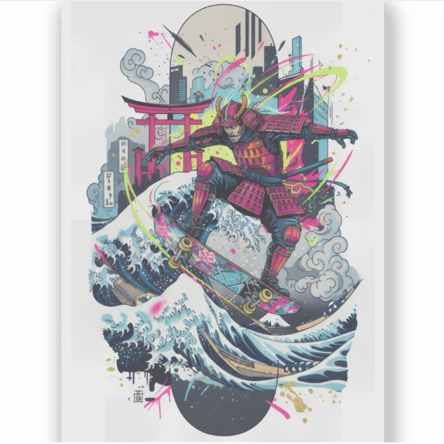 Adesivo Samurai Skateboard Art – Japanese Spirit & Street  (Frente)