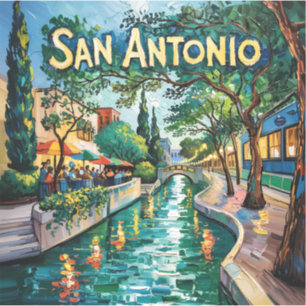 Adesivo San Antonio Texas Rio Walk Van Gogh Cidade Vibrant