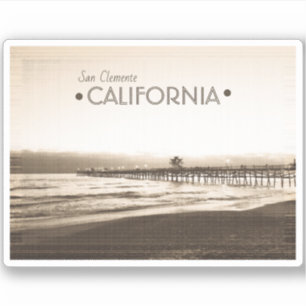 Adesivo San Clemente Pier Califórnia retro sépia vintage