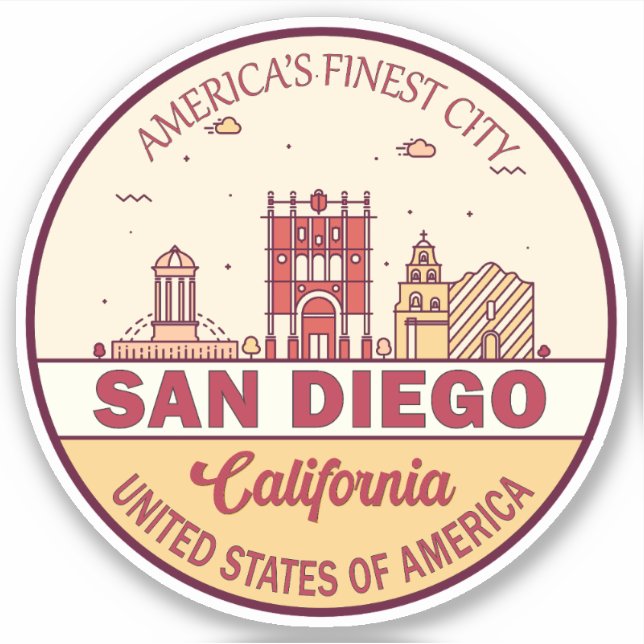 Adesivo San Diego California City Skyline Emblem (Frente)