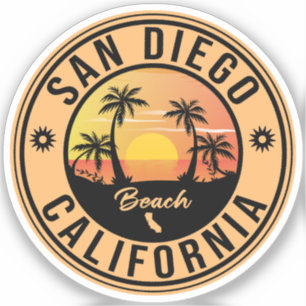 Adesivo San Diego California Retro Sunset Souvenirs 80s