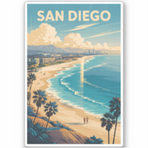 Adesivo San Diego California Skyline Viagem Art Vintage